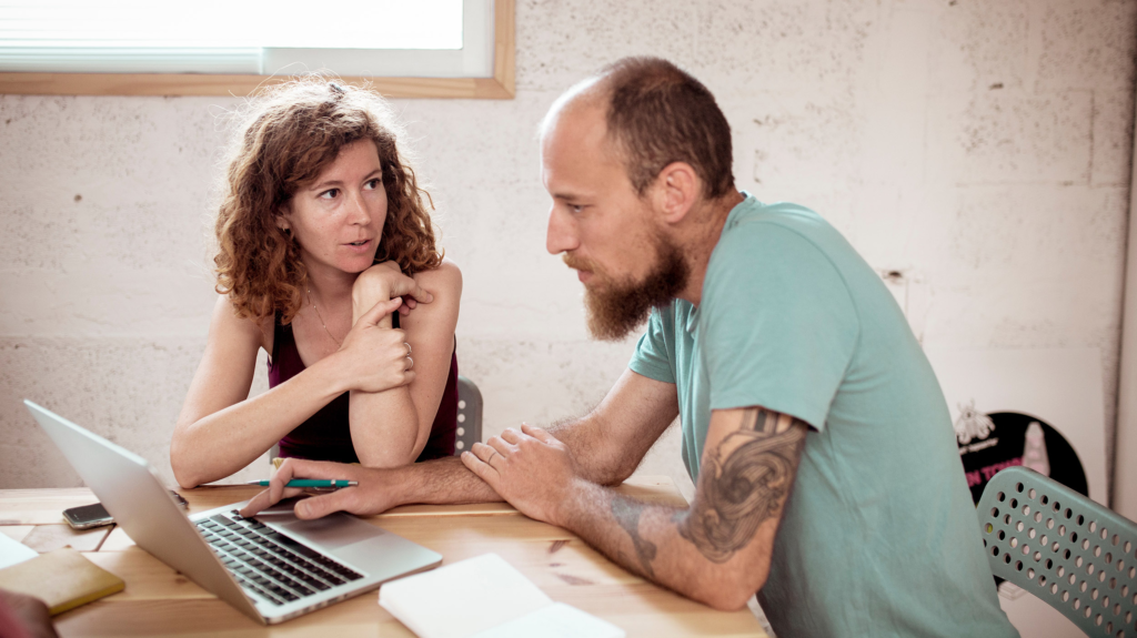 Business owners discussing the sale of their small business