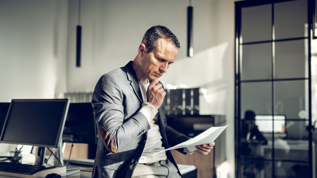 A Man thinking about selling his business